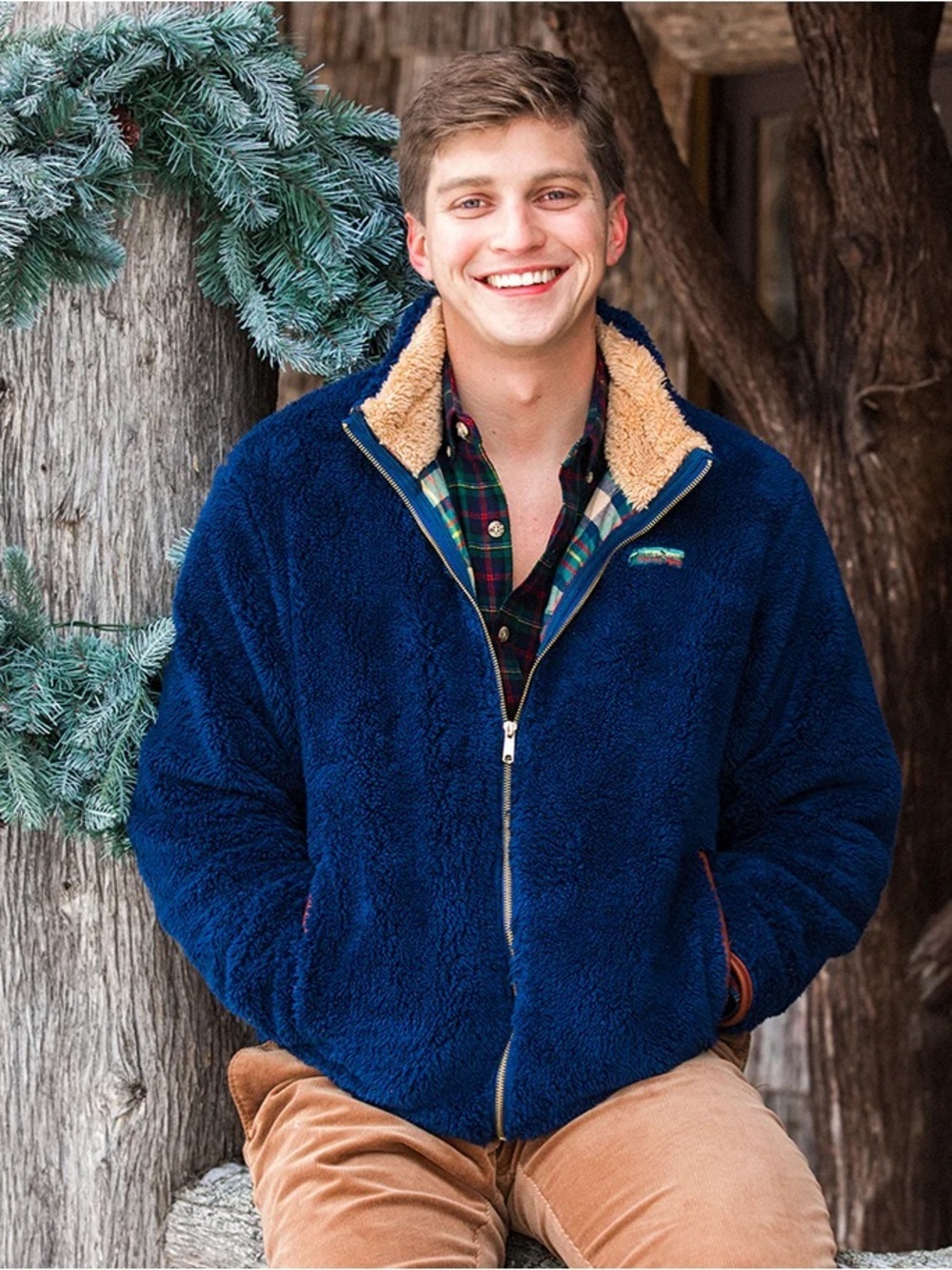 Kiel James Patrick The Vermont Moose Fleece Jacket Navy Blue Mens Medium